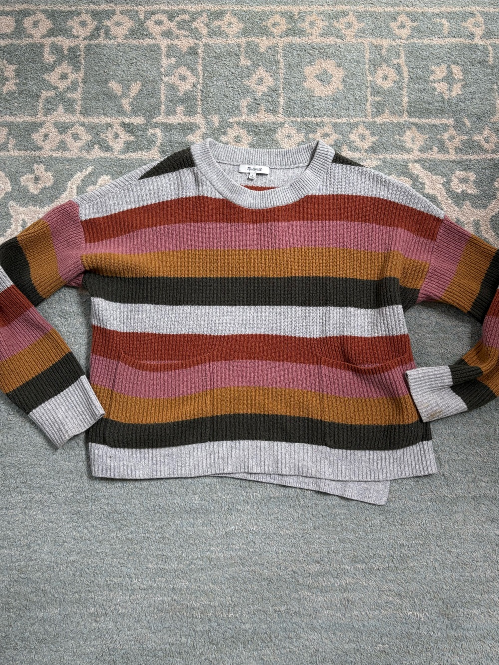 Madewell Multicolor Striped Knit Sweater - Pink, Mustard, Rust, Light Gray